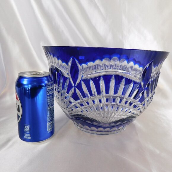 Very Large Blue Cut to Clear Bowl # 22353 - Picture 3 of 7